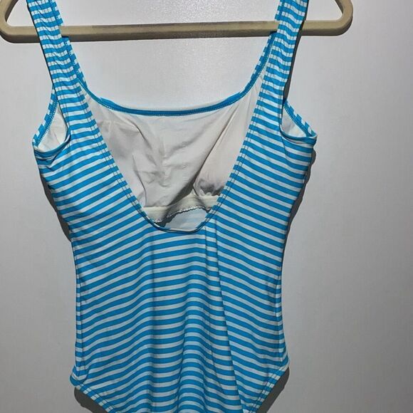 Tommy Hilfiger Women's Blue White Stripe Textured One Piece Swimwear Size 12 - Picture 4 of 7
